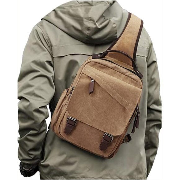 Retro-Fashioned Men's Sling Bag - Soft Canvas Design for Work & Casual Outings